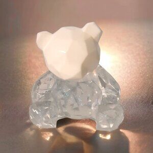 Handcrafted Resin Bear Figurine cubist style Sparkle Glitz Body Opaque White Hea